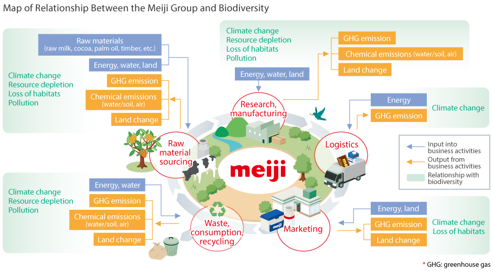 Figure: Map of Relationship Between the Meiji Group and Biodiversity
