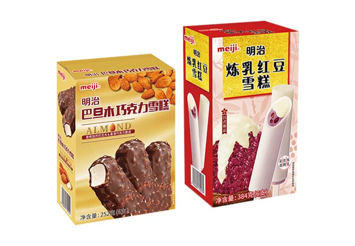 Photo of condensed milk & red bean frozen confection pack and almond & chocolate frozen confection pack