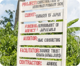 Signage of the elementary school construction project