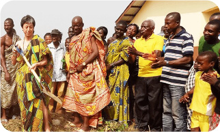 Pledging ceremony at the planned site of construction