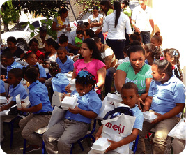 Donated school equipment and school supplies to two elementary schools