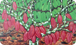 Cocoa painting at the entrance of the city office