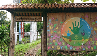 Entrance to an elementary school in the farm area