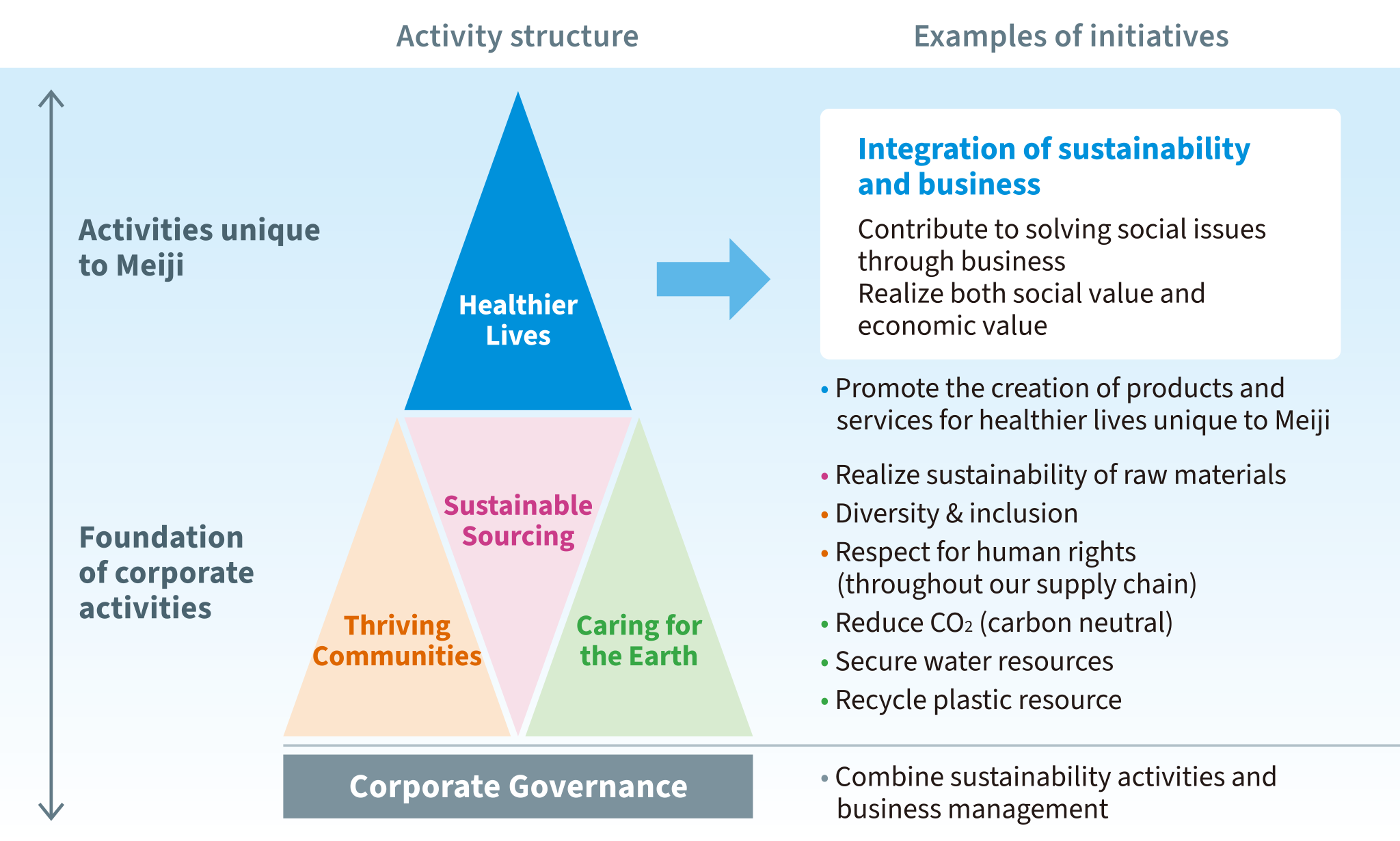 Figure: Structure of the Meiji Group's Sustainability Activities