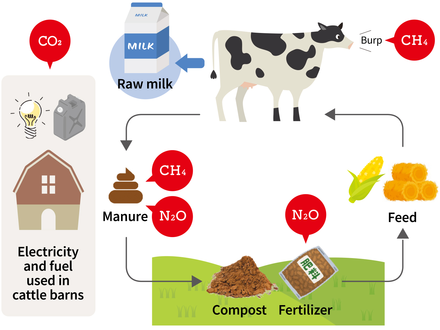 figure of GHG emission scenarios in dairy farming operations