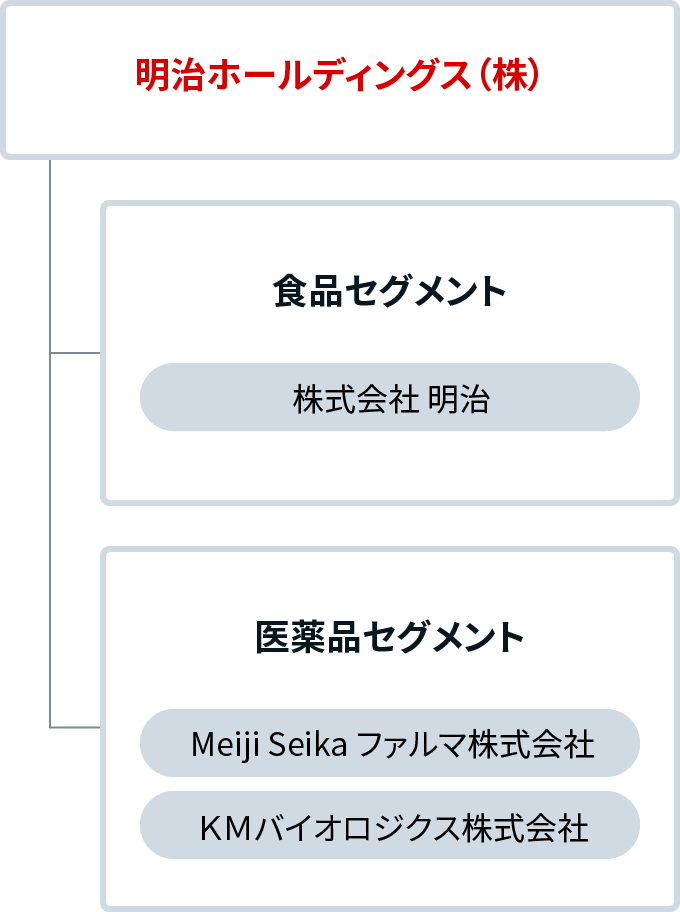 イラスト：明治ホールディングス株式会社の事業体制図