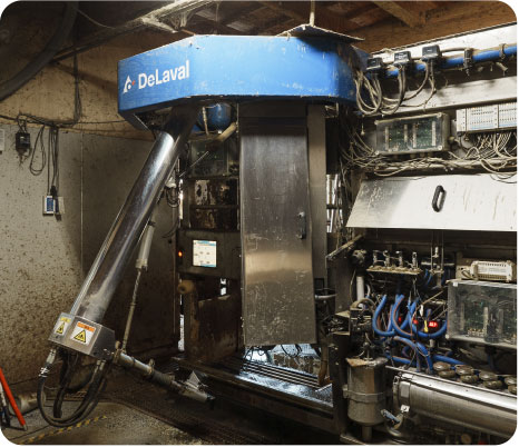 9年前にデラバル社のロボット搾乳機を導入。